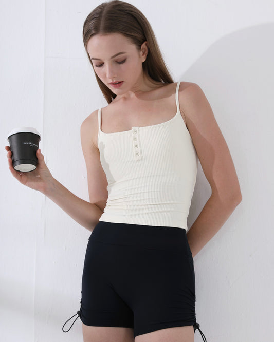 ISLAB053 Thin strap button long bra top (Fixed Pad)