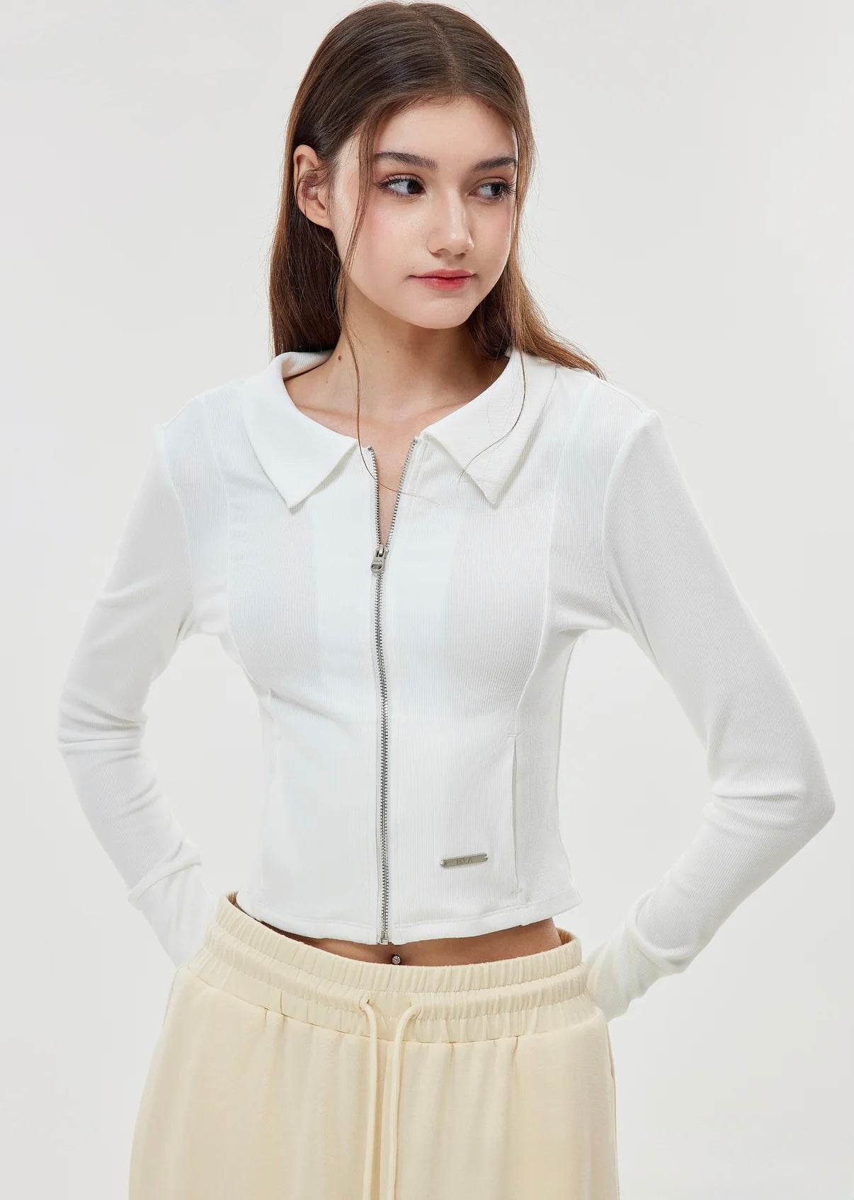 ISLAOUT073 Slim Fit Cotton Zip-Up Jacket
