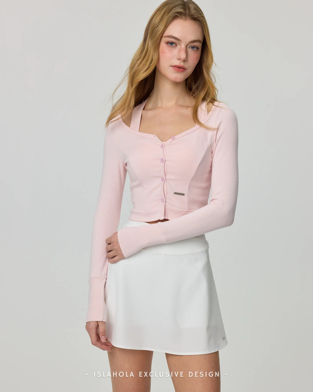 ISLAOUT074 Button Scoop Neck Cropped Cardigan — image 10