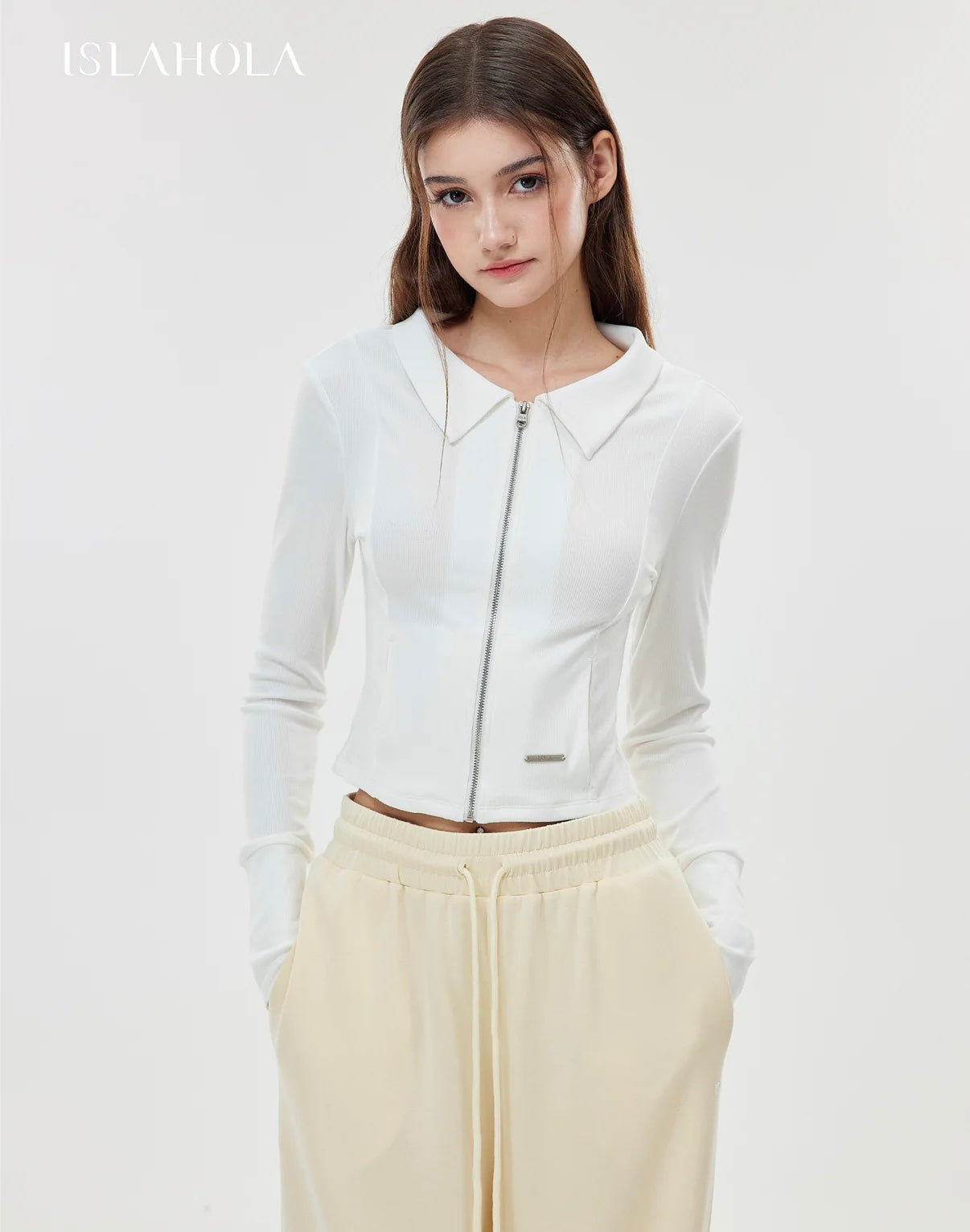 ISLAOUT073 Slim Fit Cotton Zip-Up Jacket