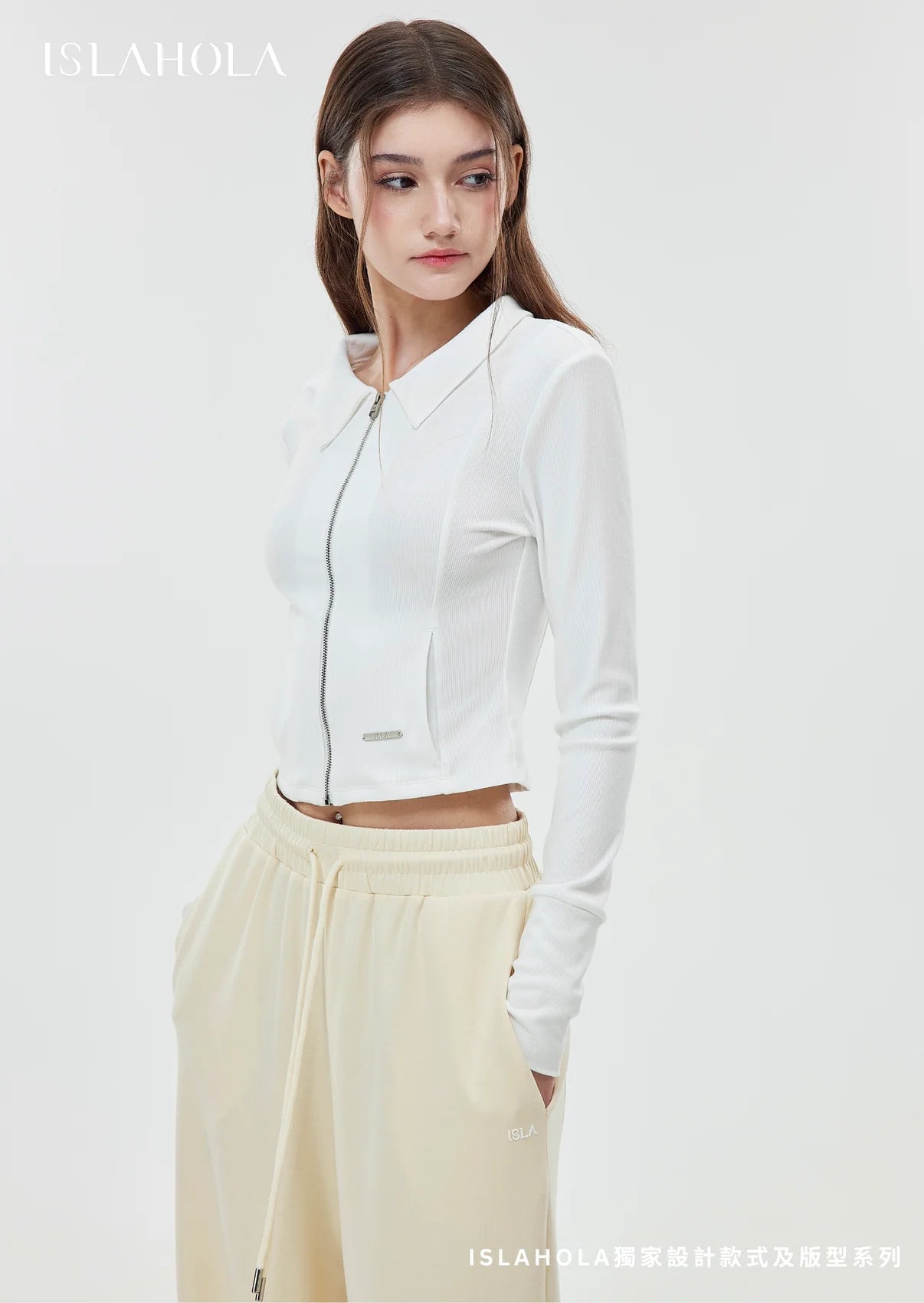 ISLAOUT073 Slim Fit Cotton Zip-Up Jacket
