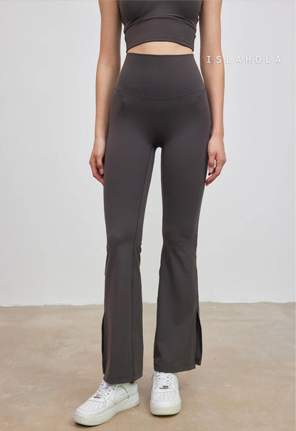 ISLABC008 High Waisted Cross Back Slit Flare Pants — image 12