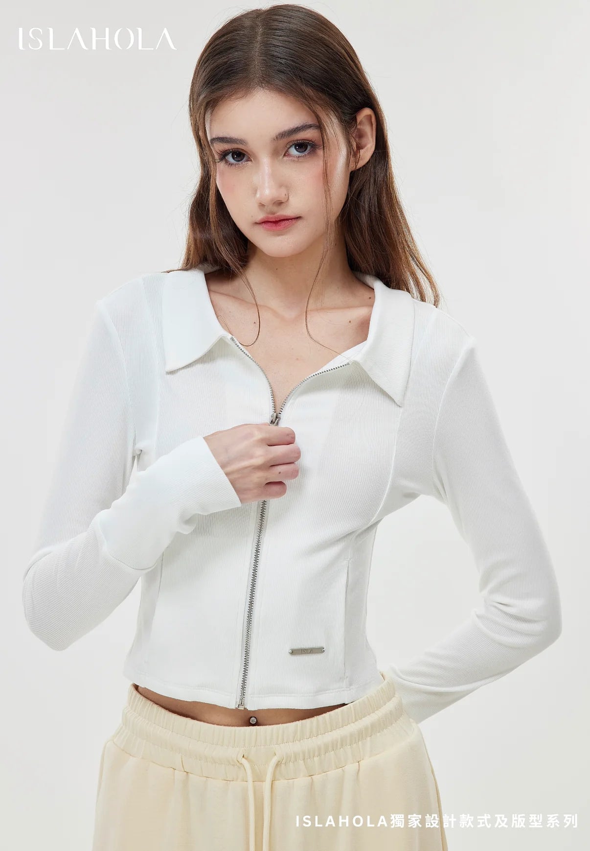 ISLAOUT073 Slim Fit Cotton Zip-Up Jacket