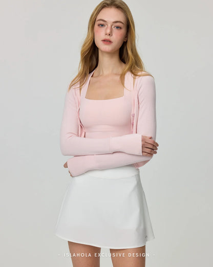 ISLAOUT074 Button Scoop Neck Cropped Cardigan — image 8
