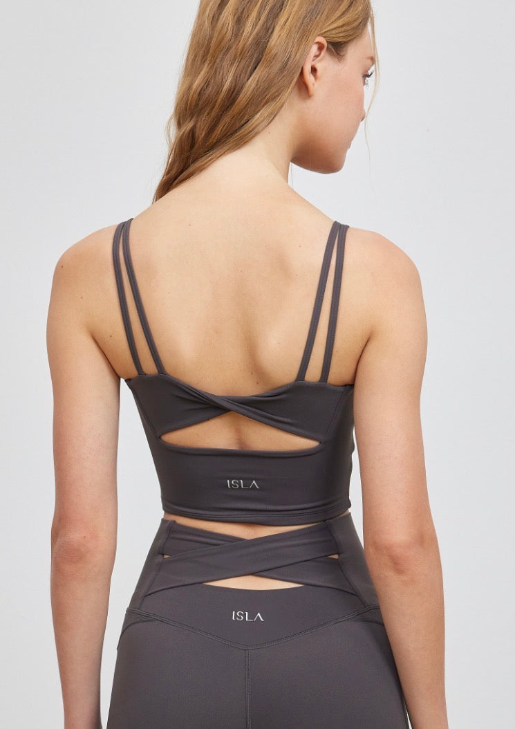 ISLAB064 Twist back cross V bra top