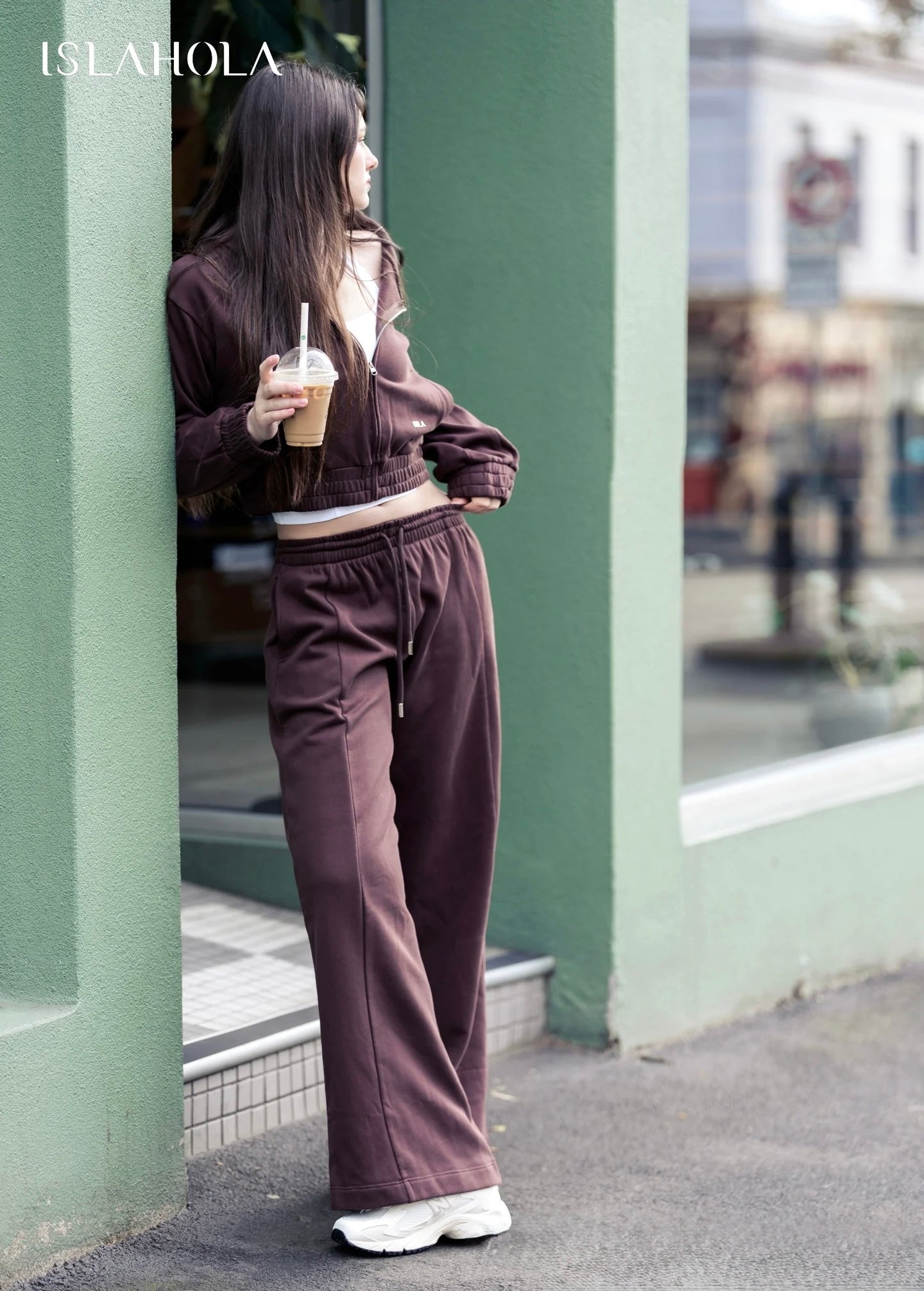 ISLAOUT075 Ribbed Hem Cropped Hoodie Jacket