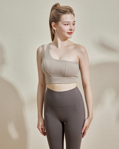ISLAB006 Double Line One-Shoulder Sports Bra Top — image 2