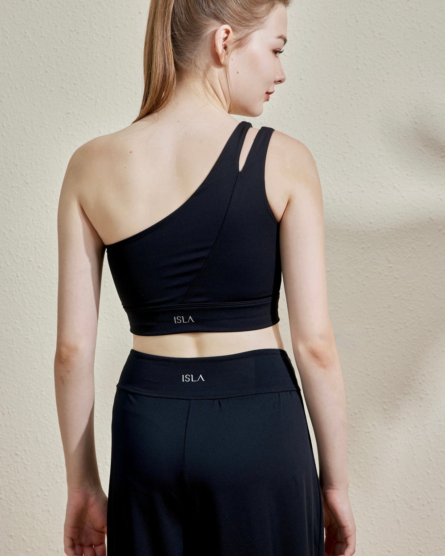 ISLAB006 Double line one shoulder sport bra top