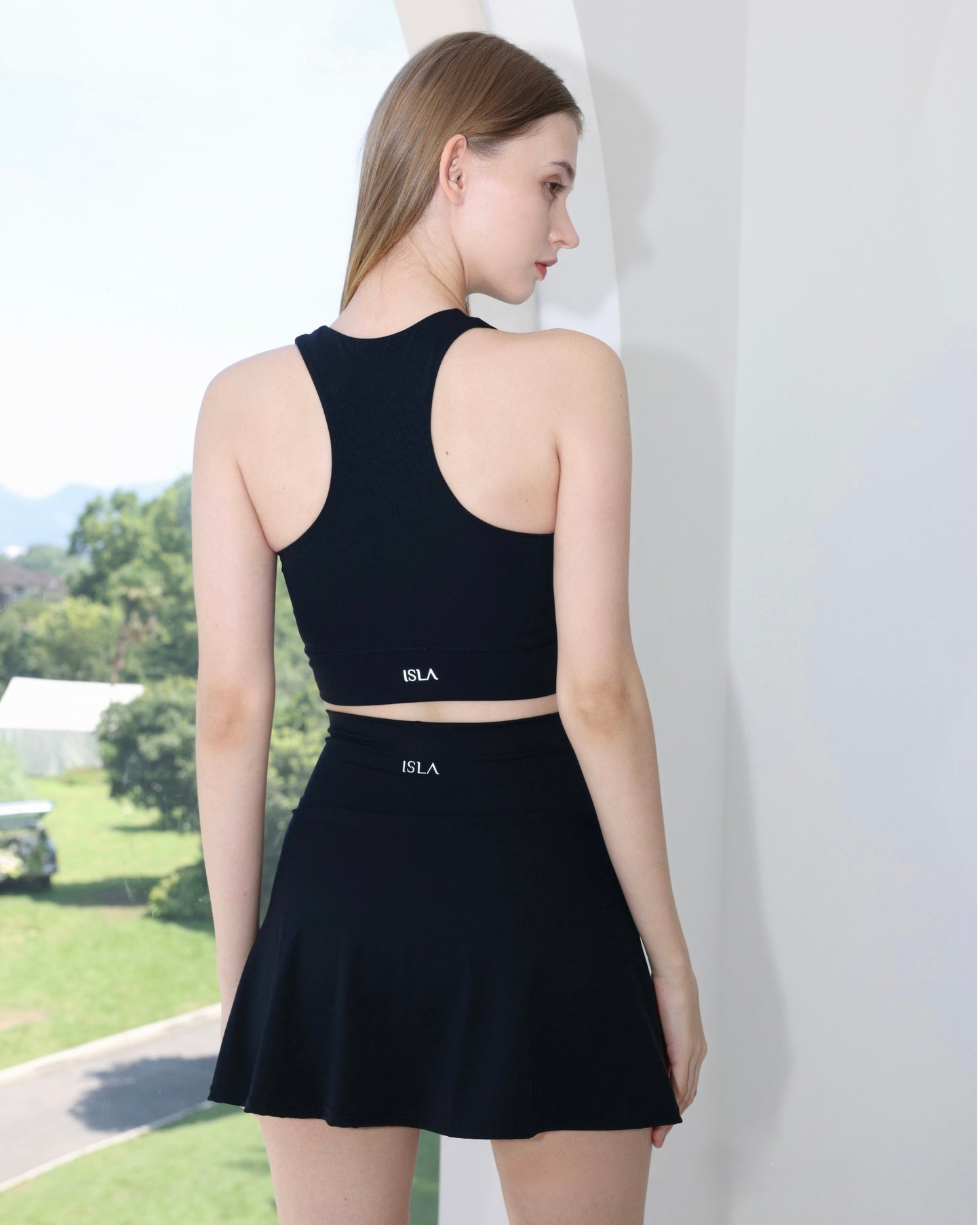 ISLAB047 Mint cooling front cross thick strap bra top