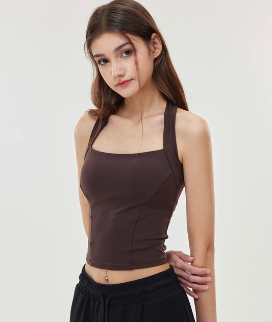 ISLAB073 Square Neck Dual Strap Back Bra Top