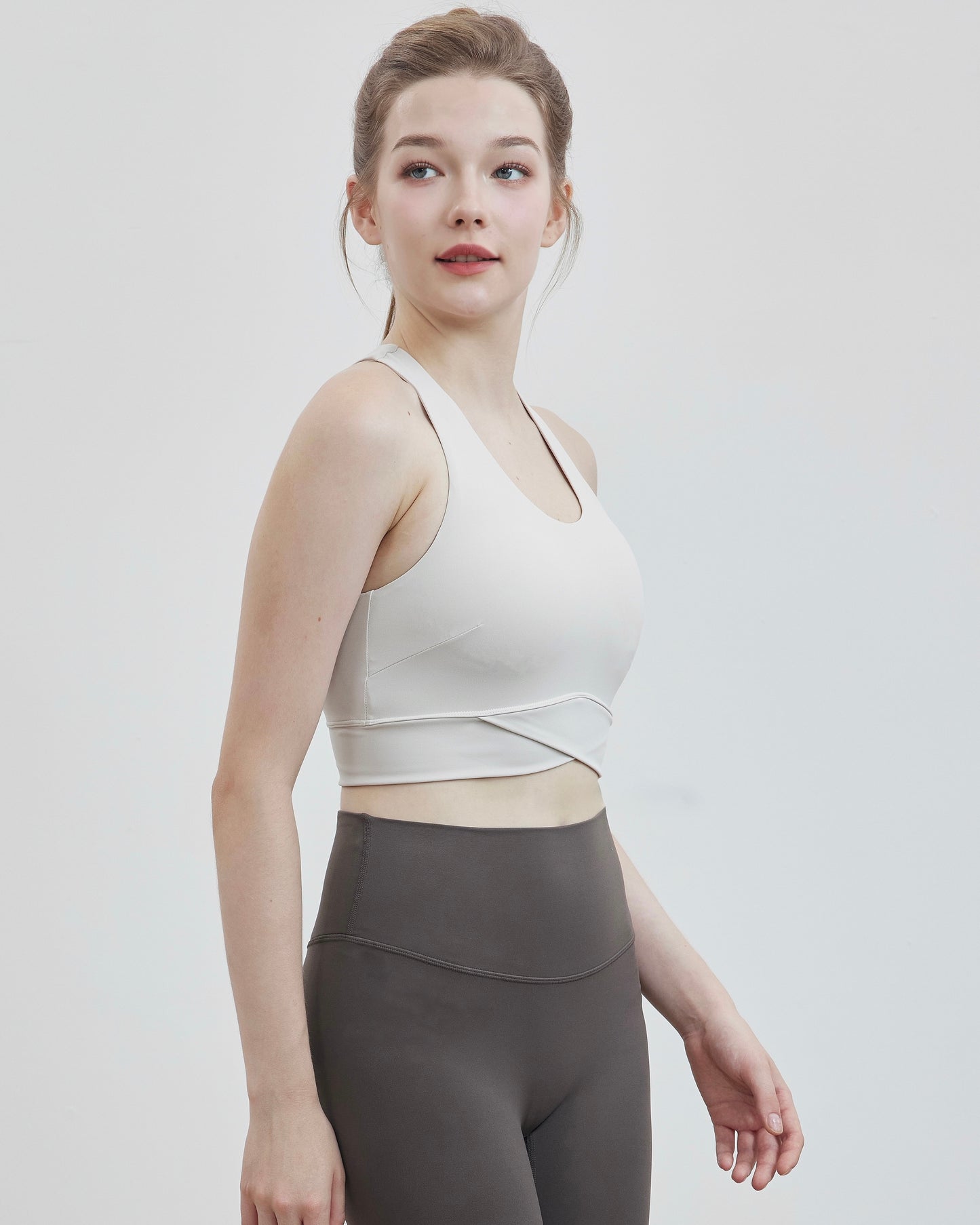 ISLAB047 Mint cooling front cross thick strap bra top