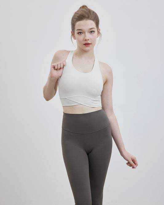 ISLAB047 Mint cooling front cross thick strap bra top