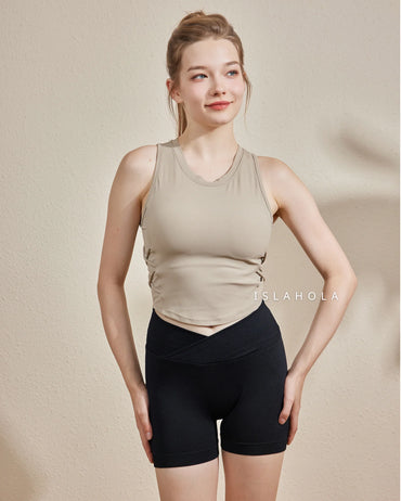 ISLACB030 Cross side crop top (Fixed Pad）