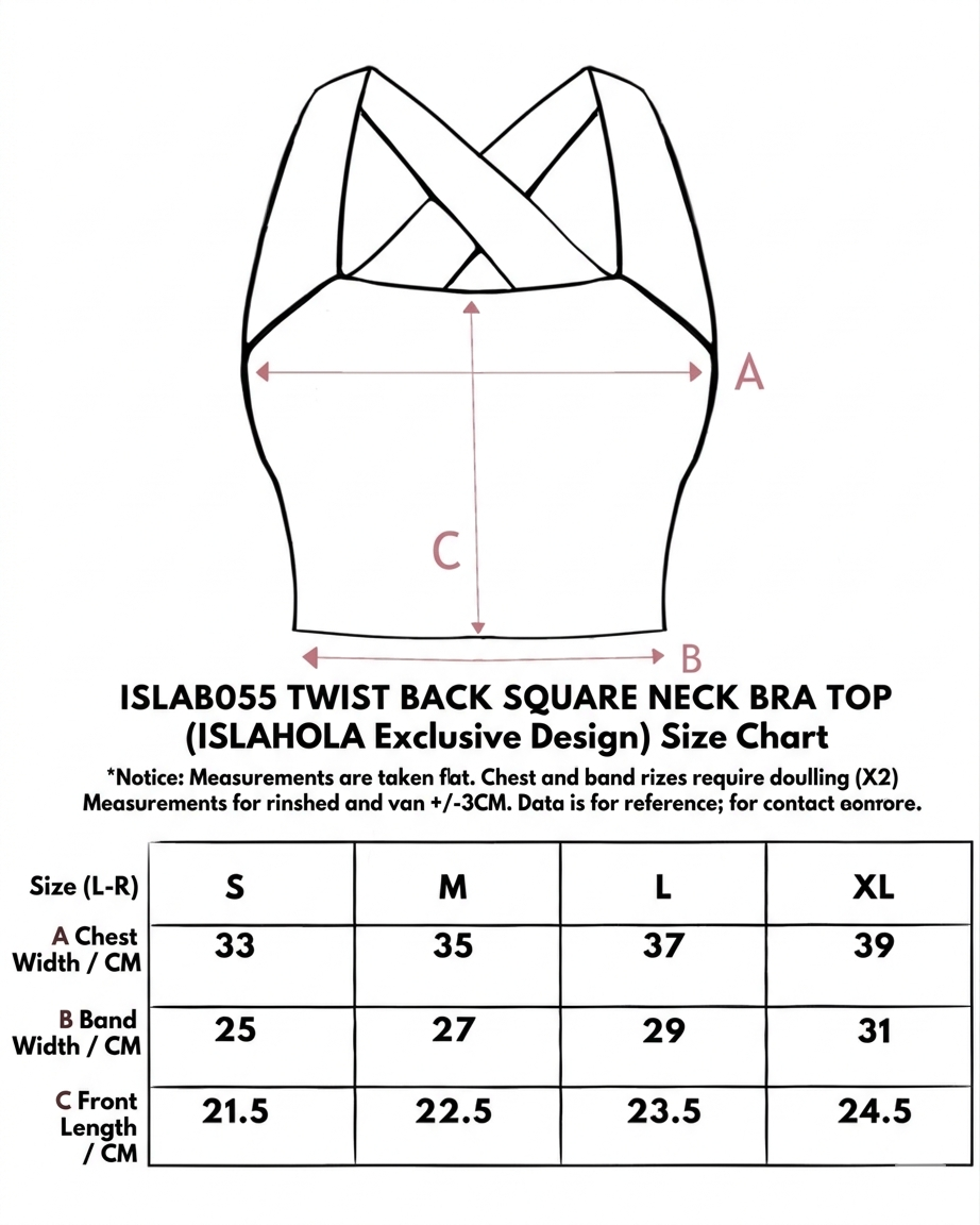 ISLAB055 Twist back square neck bra top