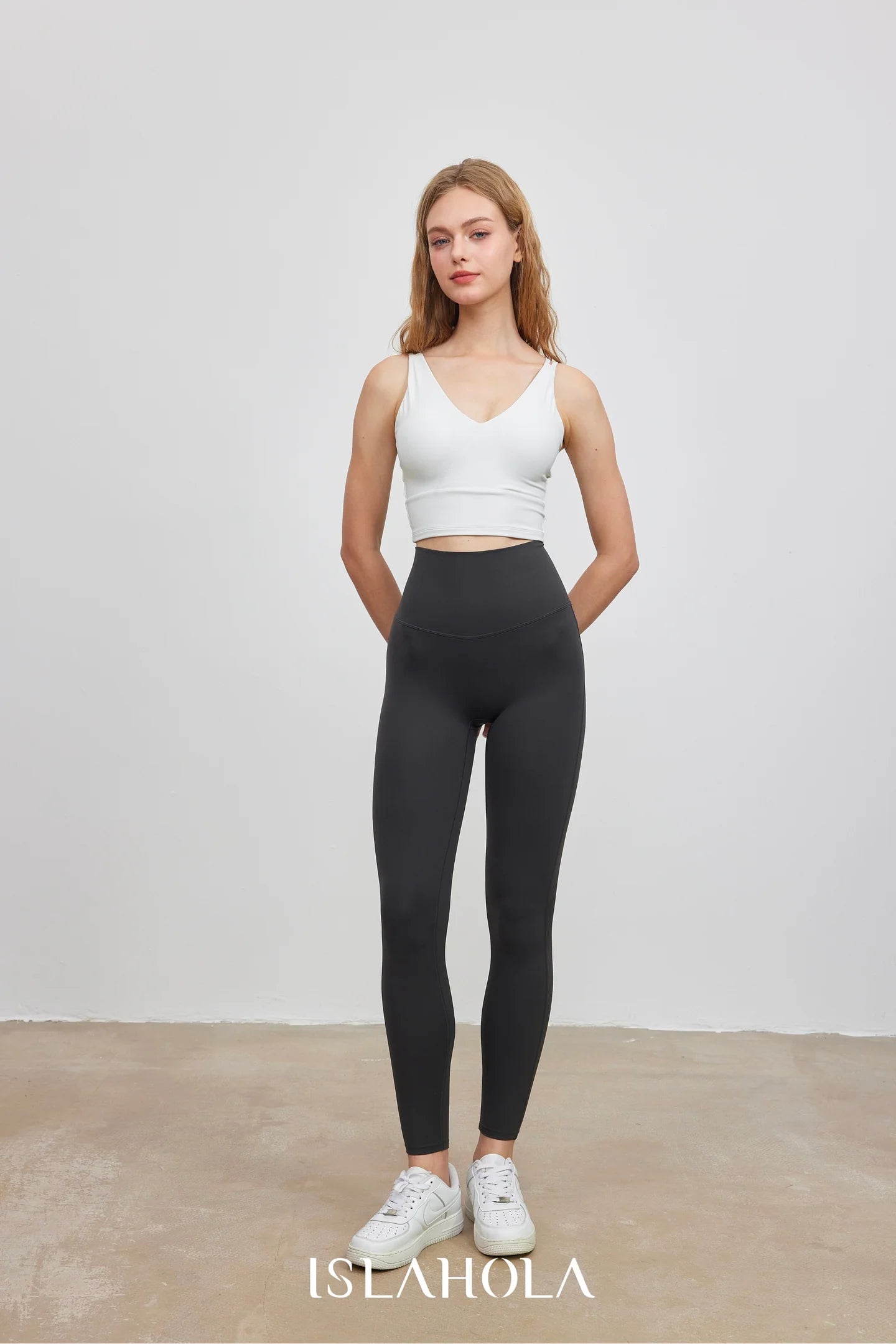 Islal014 High waisted cross back leggings
