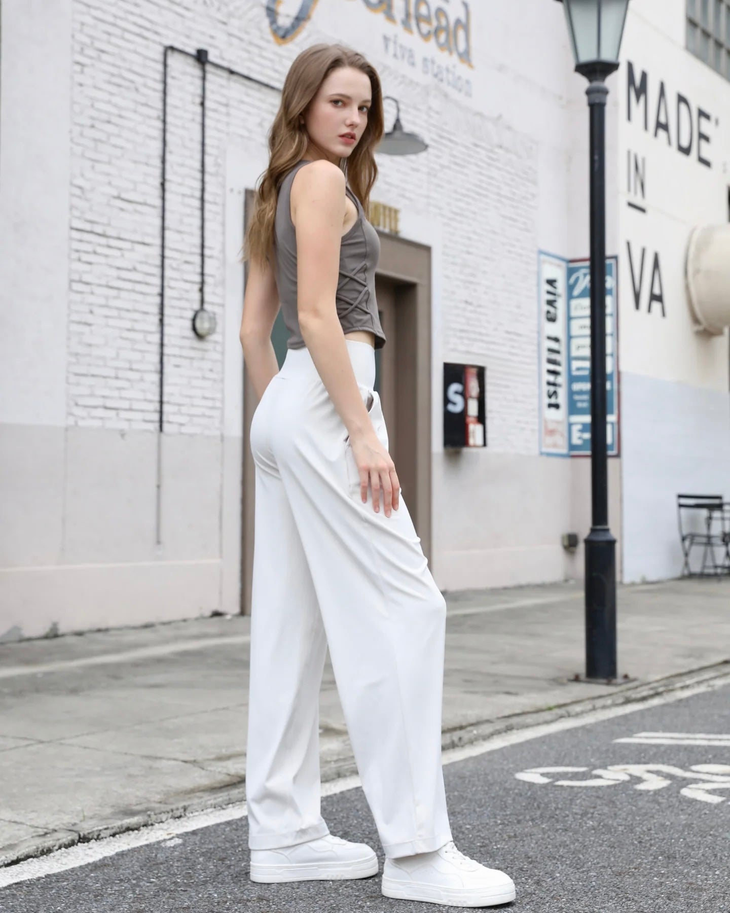 ISLABP002 High waisted wide leg pants