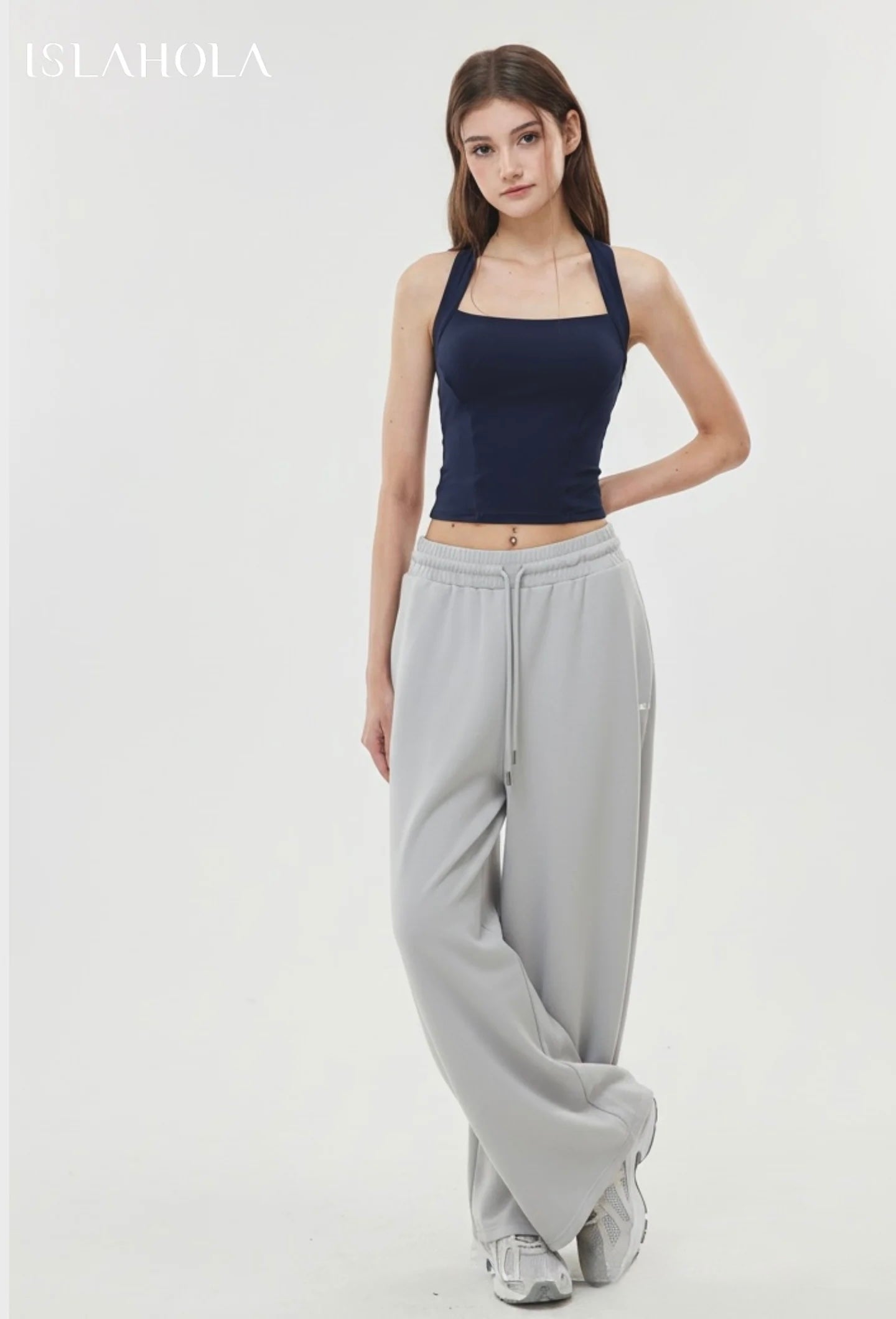 ISLABP019 Airy Fleece Drawstring Wide Leg Pants