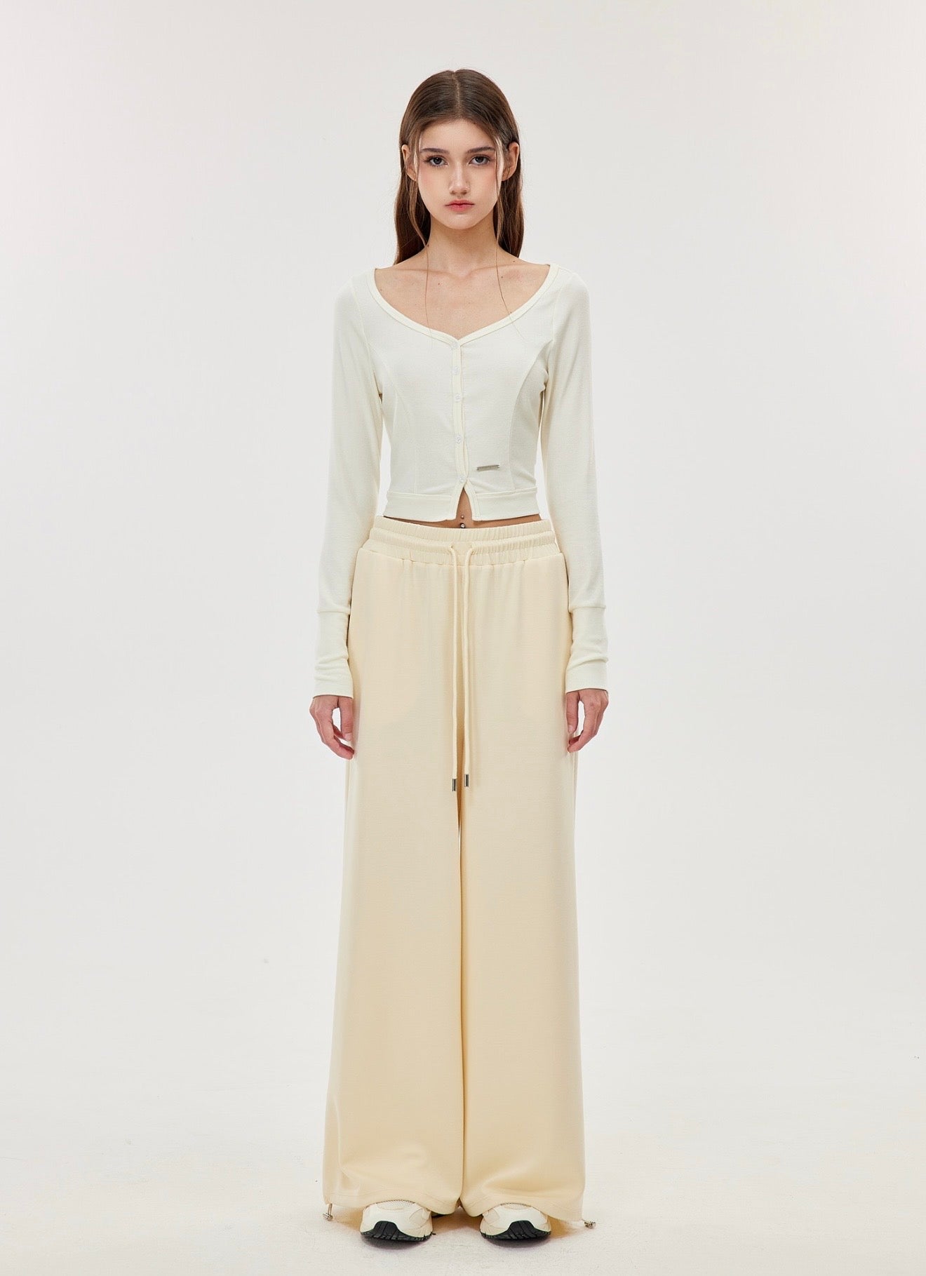 ISLABP019 Airy Fleece Drawstring Wide Leg Pants