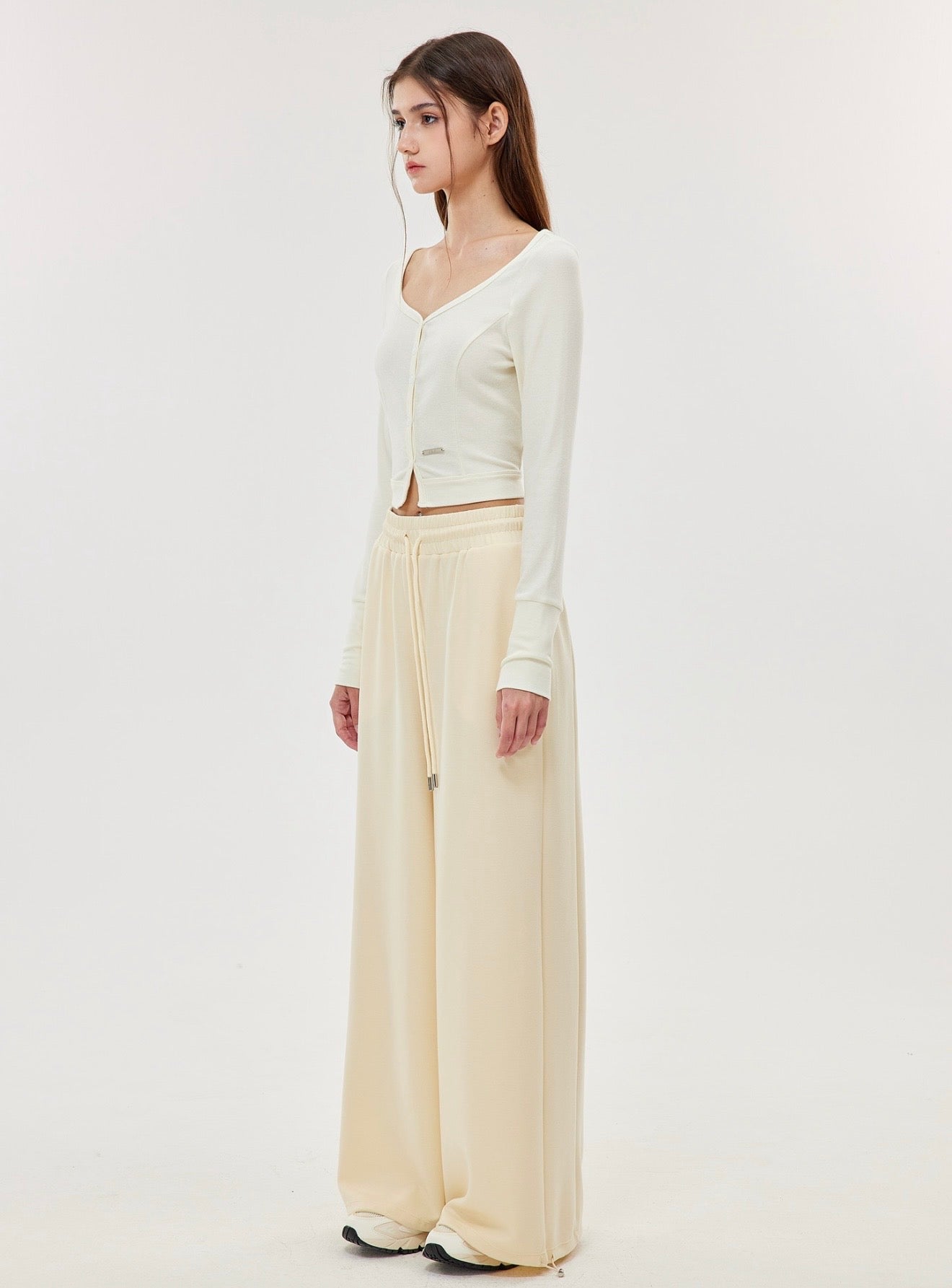 ISLABP019 Airy Fleece Drawstring Wide Leg Pants