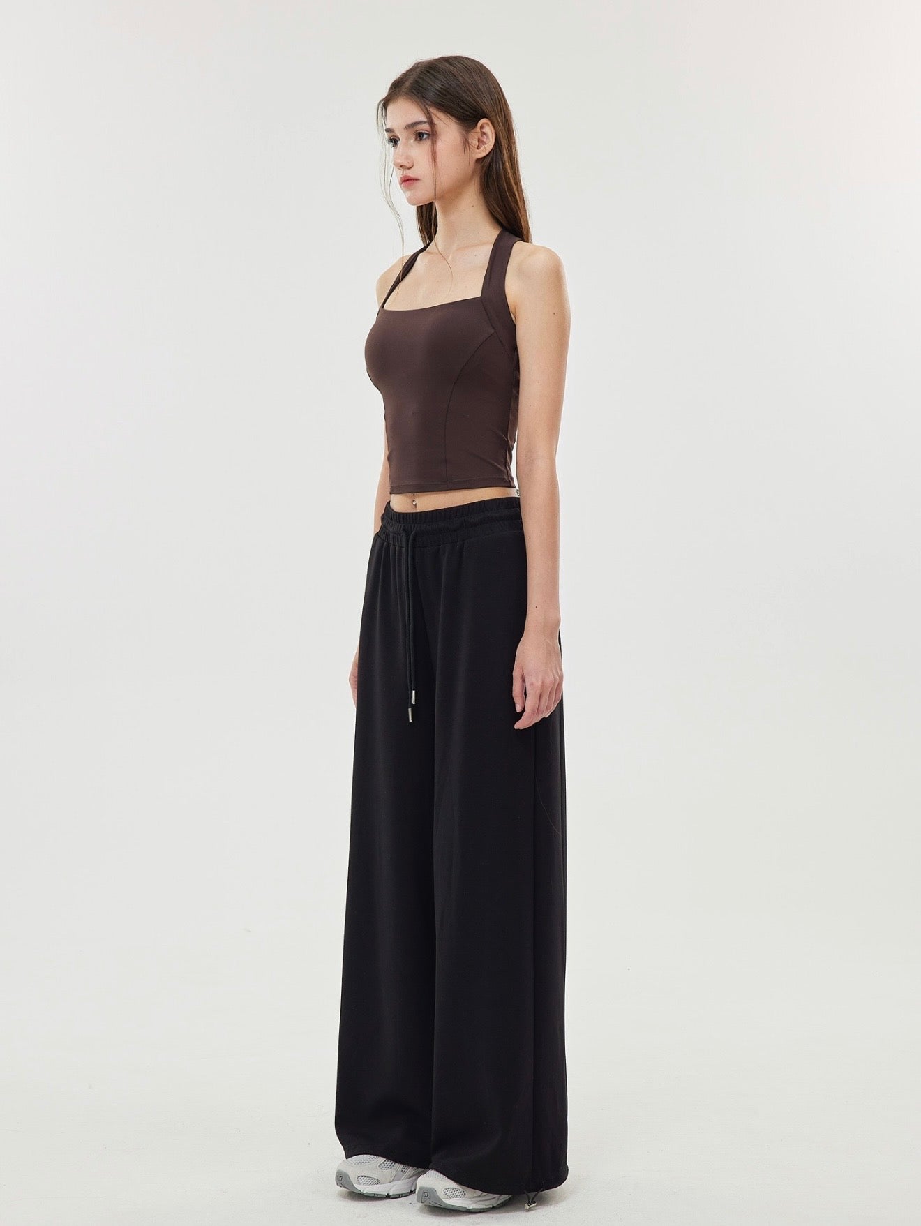 ISLABP019 Airy Fleece Drawstring Wide Leg Pants