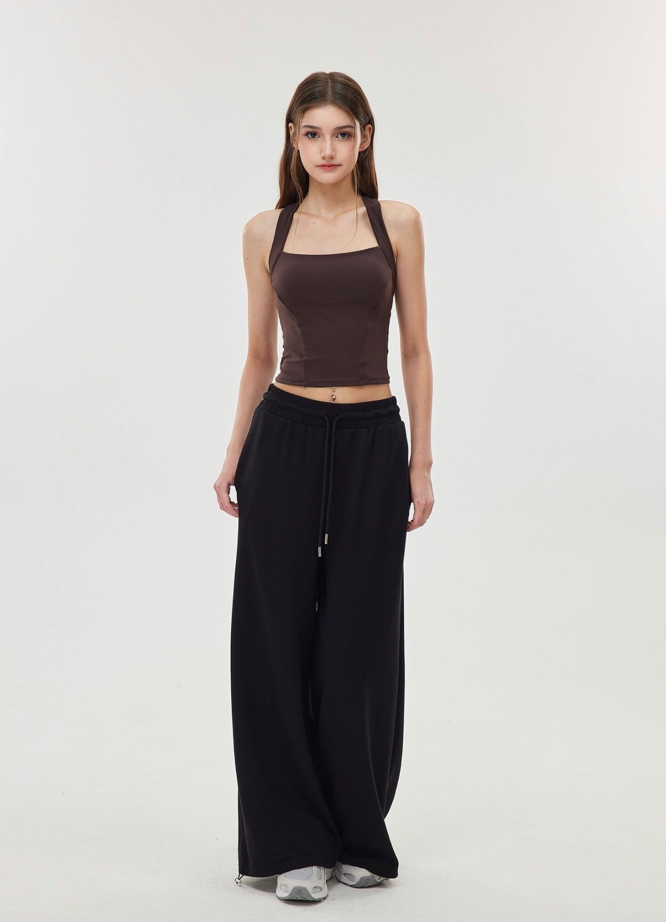 ISLABP019 Airy Fleece Drawstring Wide Leg Pants