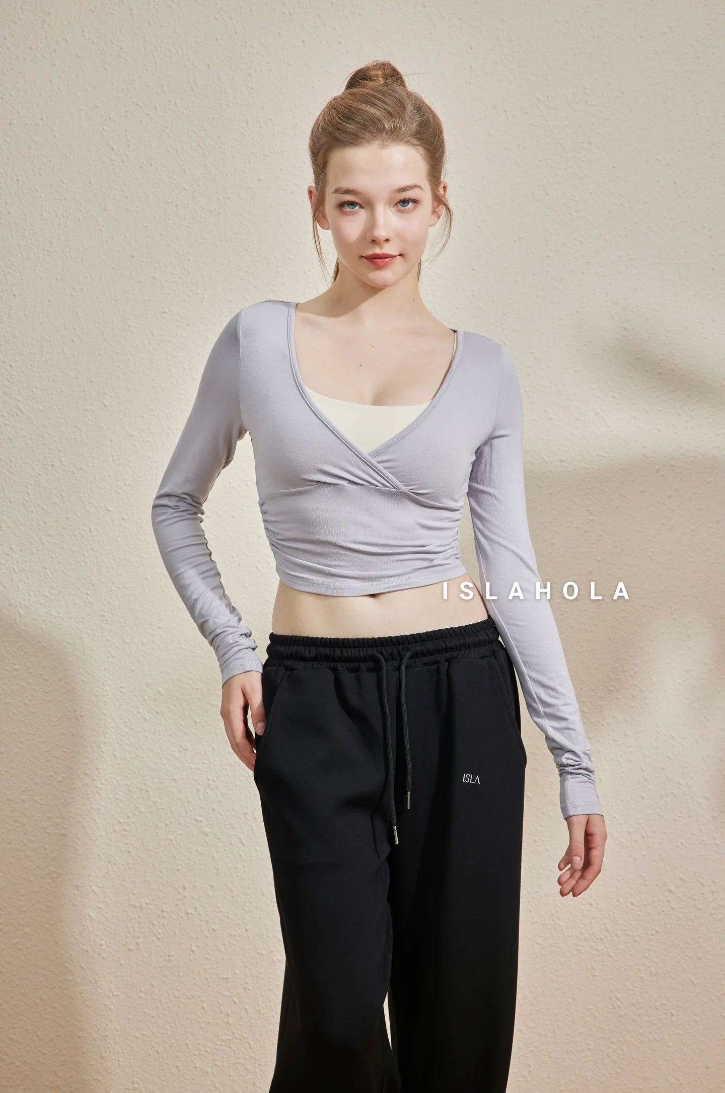 ISLAOUT016 Cotton V neck long sleeve outer