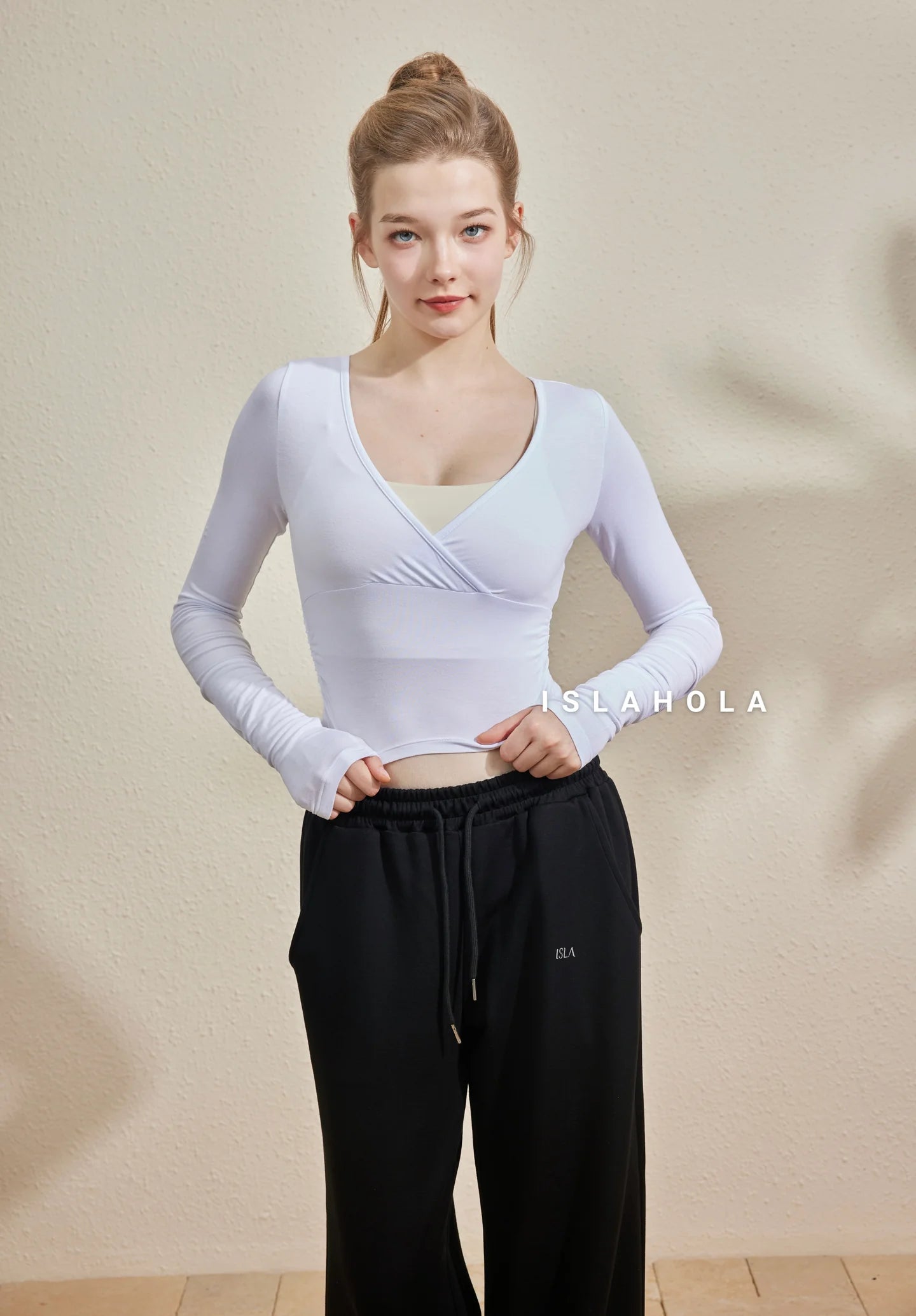 ISLAOUT016 Cotton V neck long sleeve outer