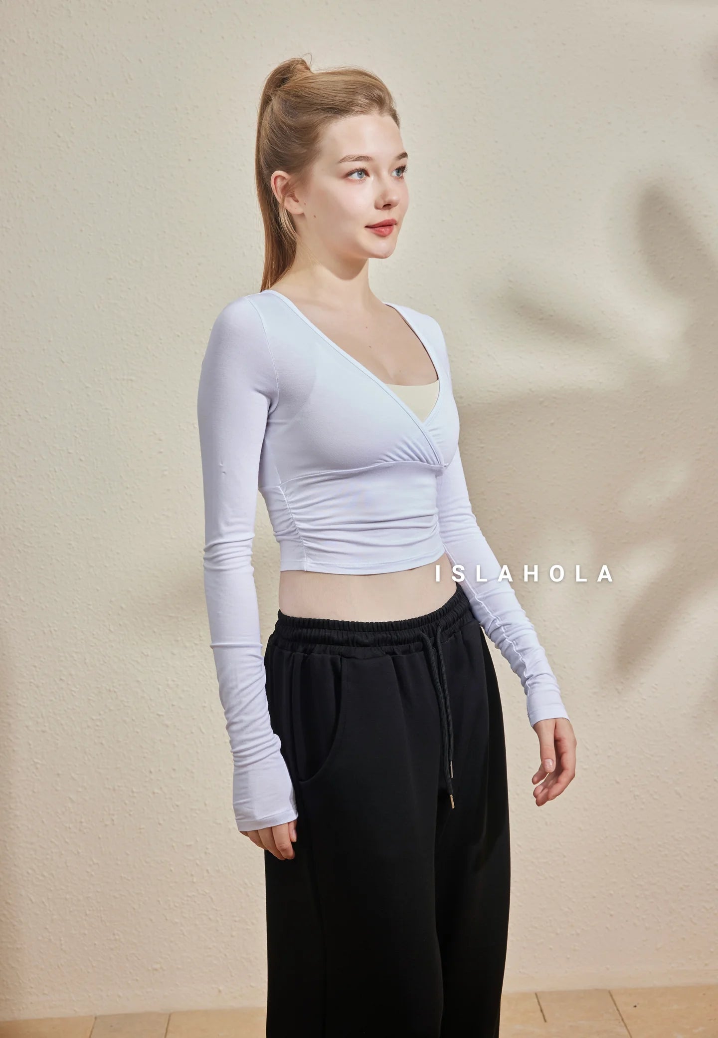 ISLAOUT016 Cotton V neck long sleeve outer