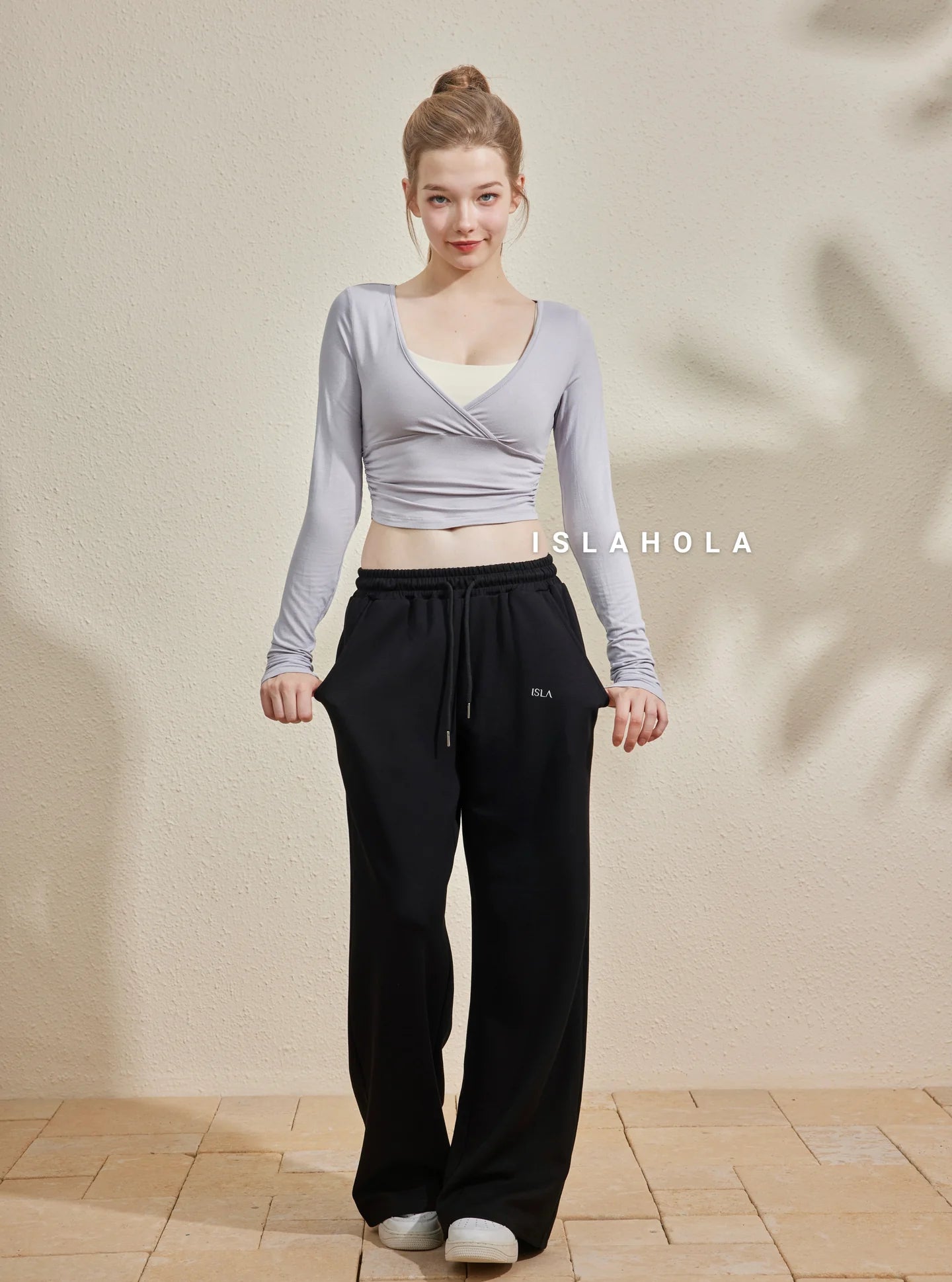 ISLAOUT016 Cotton V neck long sleeve outer