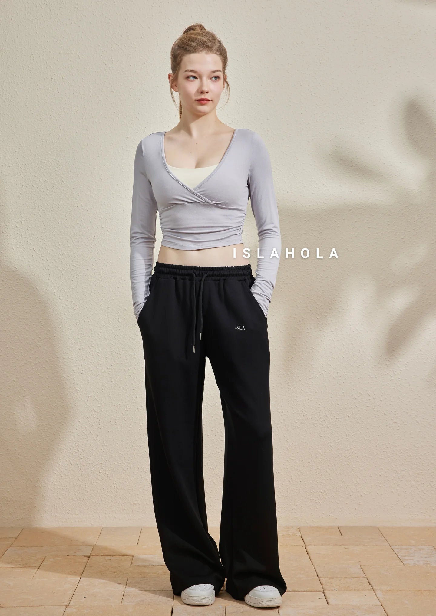 ISLAOUT016 Cotton V neck long sleeve outer