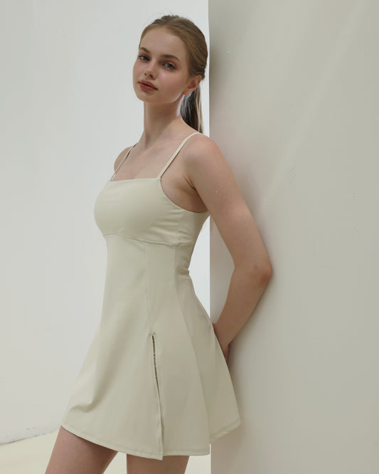 ISLASK007 Backless A-line high elastic bra dress