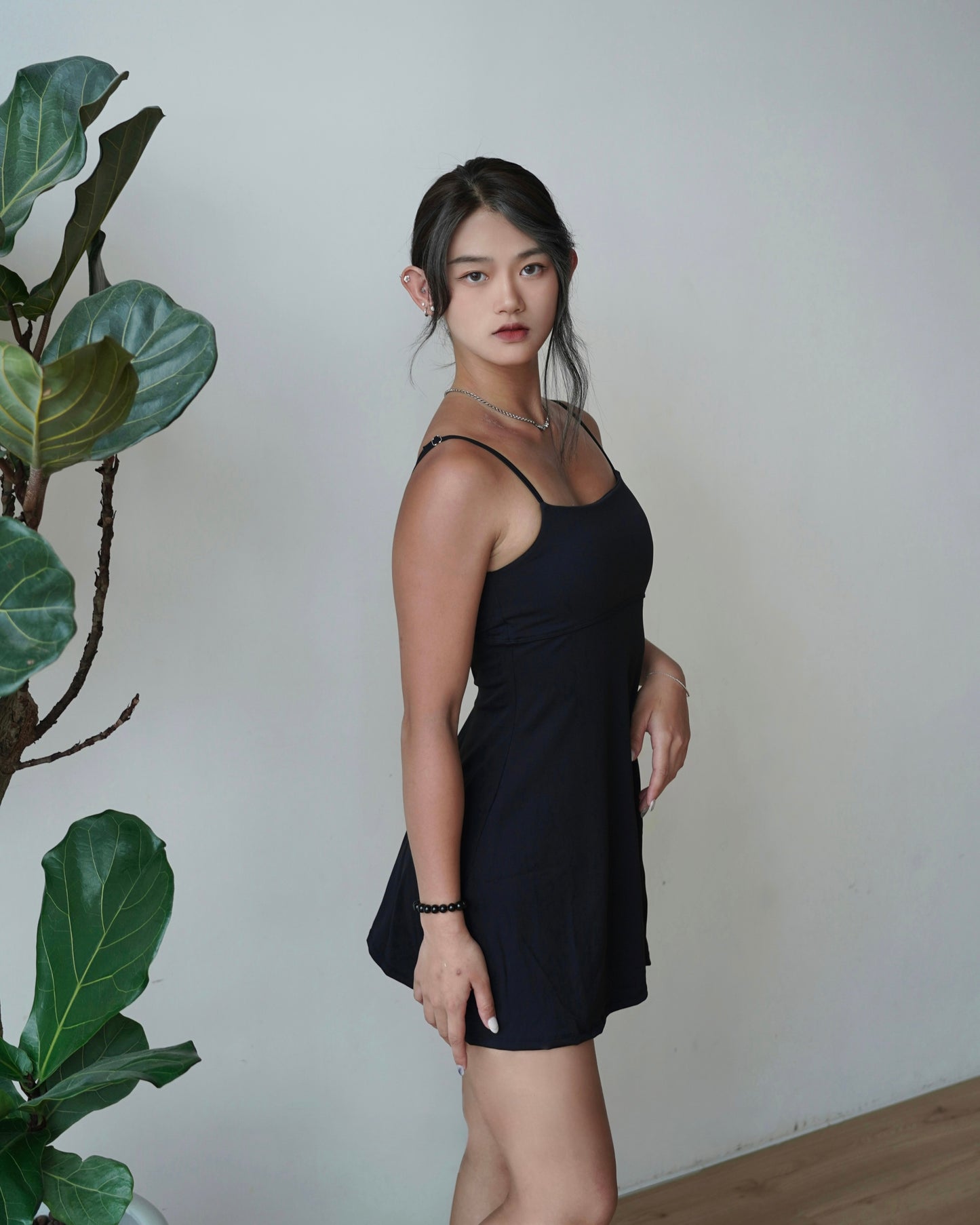 ISLASK007 Backless A-line high elastic bra dress