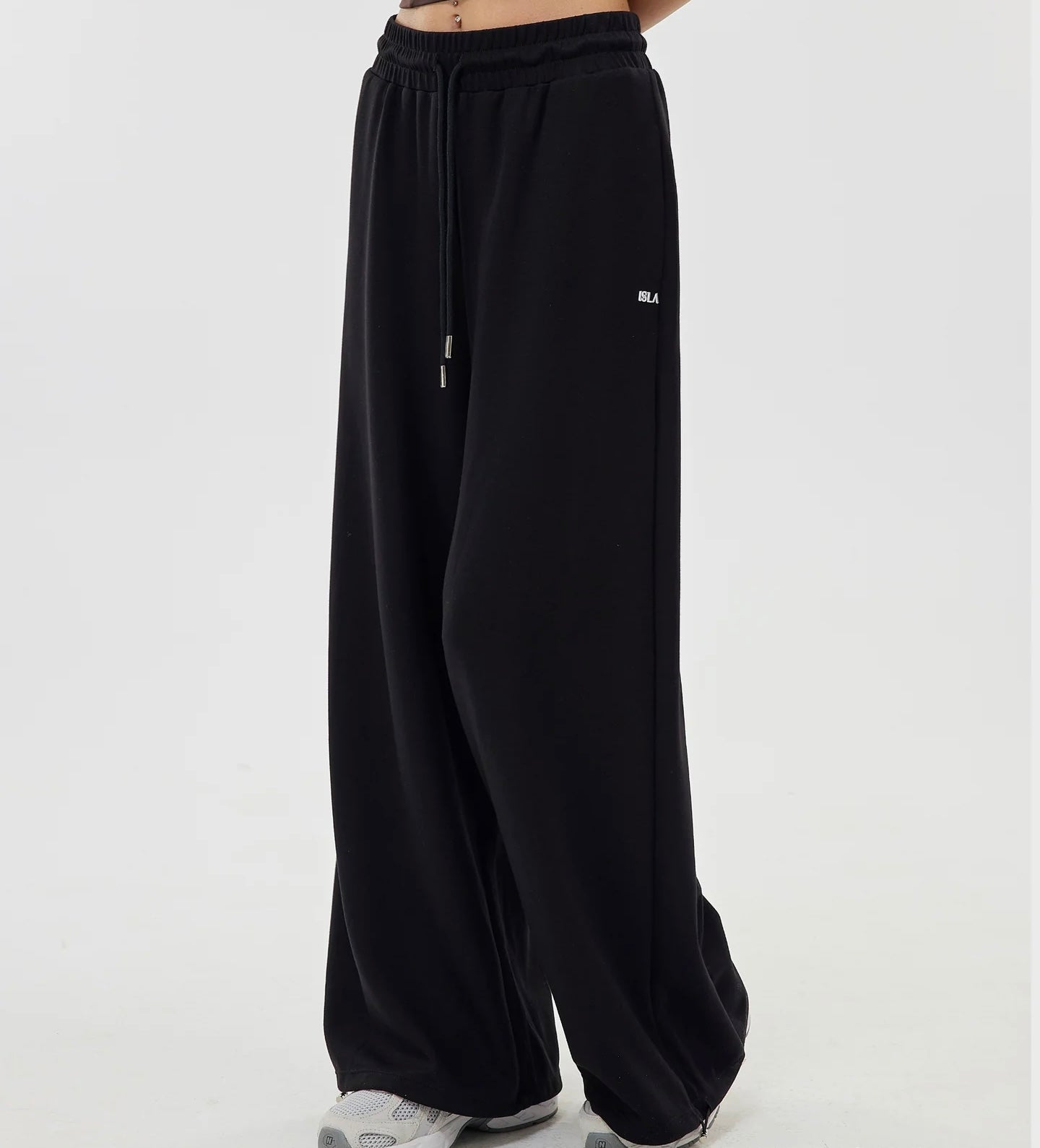 ISLABP019 Airy Fleece Drawstring Wide Leg Pants