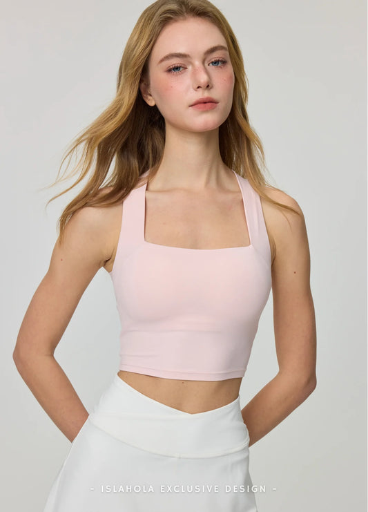 ISLAB055 Twist back square neck bra top